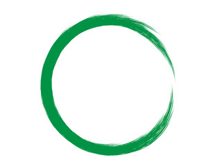 Grunge green circle made with art brush.