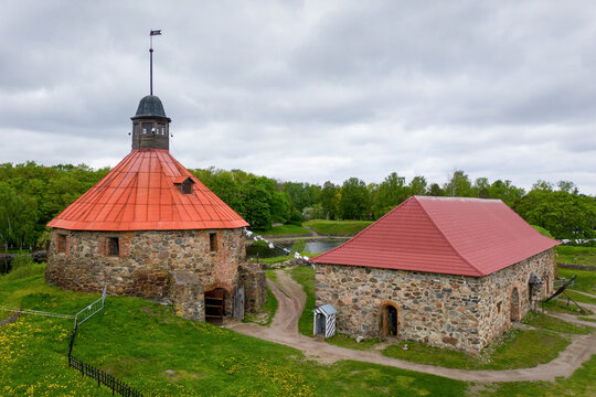 Korela fortress on cloudy summer day. Priozersk, Leningrad Oblast, Russia.
