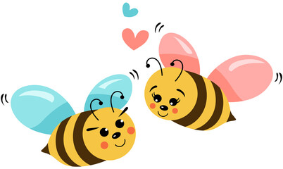 Obraz premium Funny couple bees of happy valentine