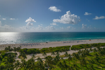 Tropical beach with bright blue water