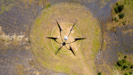 An aerial view of parc penallta a country park built on the site of the old coal colliery in South Wales