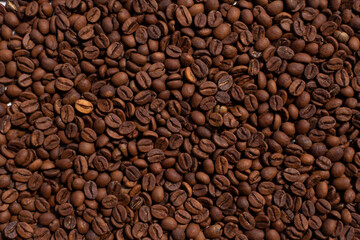 Fondo con textura de café arábica tostado gourmet. Concepto de alimentos y bebidas.