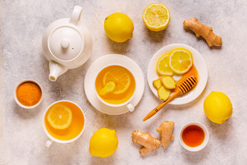 Green tea with lemon, ginger and honey.