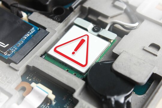 Technology is evolving with 5G, with many features. web security concept, warning sign display