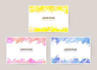 Watercolor abstract background set: card for greetings, invitation, wedding