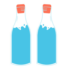 Drink more water. Only glass. The concept of no plastic and no waste. Various bottles, glass, flask. Hand drawn cute fashion jpg image illustration. All elements are insulated
