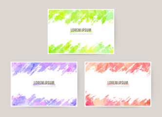 Watercolor abstract background set: card for greetings, invitation, wedding