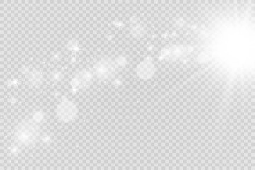 Beautiful sparks shine with special light. Vector sparkles on a transparent background. Christmas abstract pattern. A beautiful illustration for the postcard. The background for the image. Luminaries.