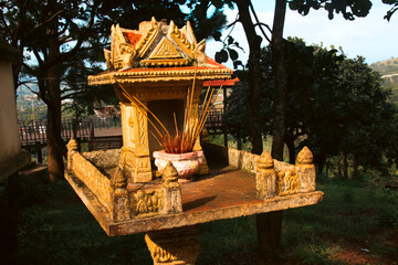 Traditional spirit house or altar in Cambodia