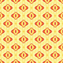 hand drawn background, ethnic background, yellow tone, vintage, ornament, textile, cover, wrap, packaging, etc.
