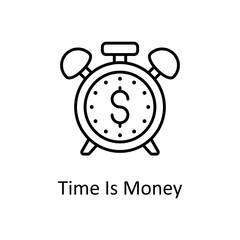 Time Is Money vector Outline Icon Design illustration. Project Managements Symbol on White background EPS 10 File