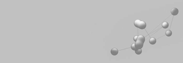 Science Molecule, Molecular DNA Model Structure. 3D render molecular bonds on a gray background.