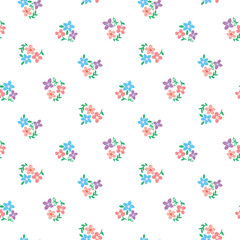 Fototapeta na wymiar Seamless Pattern with Hand Drawn Flower Art Design on White Background