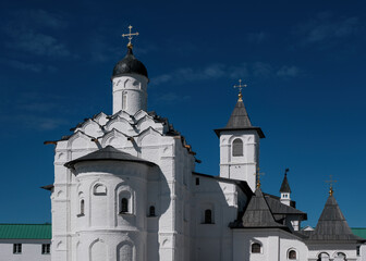 Fototapeta premium Pokrovskaya church of Alexander-Svirsky Monastery on sunny summer day. Leningrad Oblast, Russia.