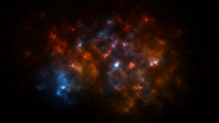 Star particle motion on black background, starlight nebula in galaxy at universe Space background