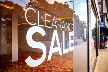 Shop window with Clearance Sale text