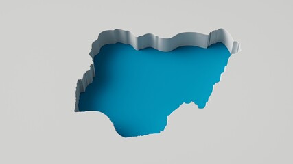 Nigeria Map 3d inner extrude map Sea Depth with inner shadow.