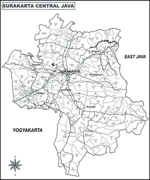 Map of Surakarta in outline