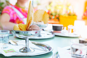 summer cafe ice cream and coffee