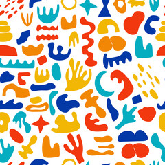 Abstract seamless pattern with natural shapes. Matisse wallpaper. Trendy fashion print. modern minimalist art. Background for design of packaging, covers, postcard. vector illustration