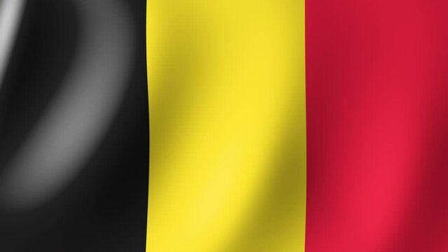 Belgian Flag Fluttering in the Wind. Seamless Animation 3d