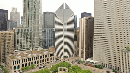 Beautiful downtown of Chicago with the Millennium Monument, Illinois, USA