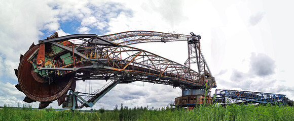 Views of a decayed lignite bucket wheel excavator