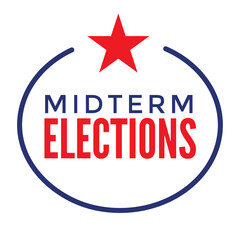 2022 Midterm Elections Design w Red White and Blue Vote Icon