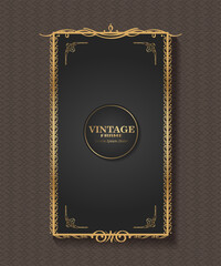 gold frame, vintage design with luxury gold motif, vector illustration
