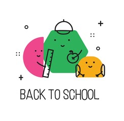 Back to school. Vector abstract geometric shapes illustration of students, schoolchildren for poster, background or cover. Back to school.