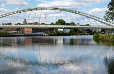 Halle, Flemish Brabant Region, Belgium,  Bridge over the canal at the city suburbs