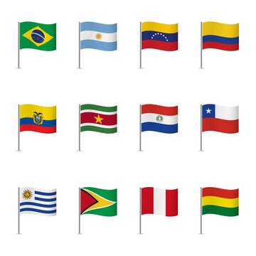 World flags on white background, vector set. 