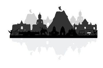 Buriram capital city silhouette isolated from white background