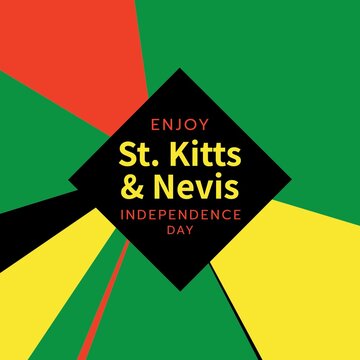 Image of saint kitts and nevis independence day in square and colorful background