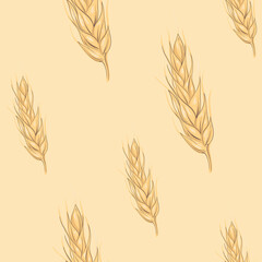 seamless pattern with ears of wheat
