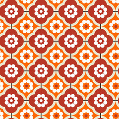 Retro Dots Tile Style Florals Geometric Trendy Fashion Seamless Pattern Chic Colors Perfect for Allover Fabric Print
