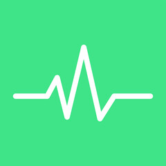 Beat icon isolated on green background. Heart beat monitor pulse line art vector illustration icon for medical apps and websites. First aid, Healtcare, hospital and medical concept.