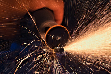 Metal sparks from cutting