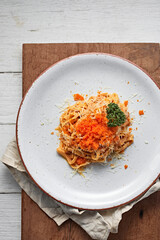 creamy sauce pasta with ebiko