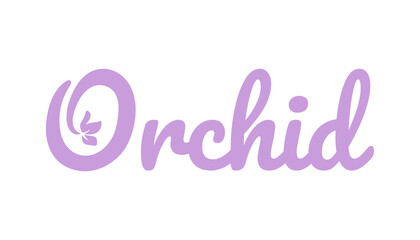 Delicate orchid flower logo. Text with a flower in the letter o.