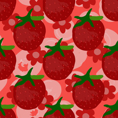 Colorful Strawberry Vector Seamless Pattern. Pink
