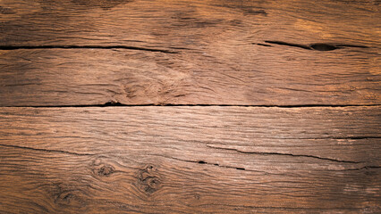 Dark old wooden texture background top view. Detailed closeup of texture. the wood planks surface of the old brown.