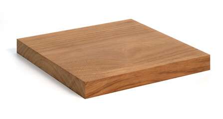 Brown hardwood cutting board for kitchen accessories square shape on a white background.