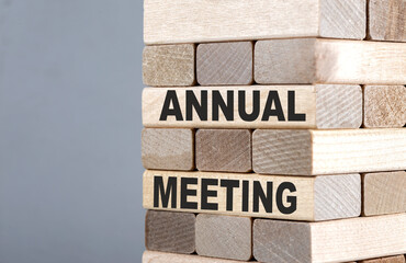 Obraz premium The text on the wooden blocks ANNUAL MEETING