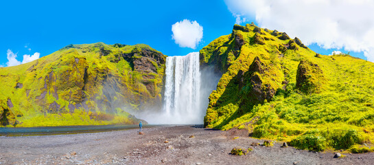 View of famous Skogafoss waterfall - Iceland