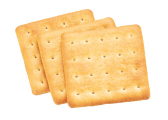 delicious square cracker with salt isolated on white. the entire image in sharpness.