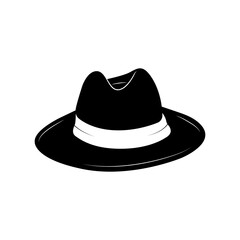 Cowboy Hat Black and White Icon Design Element on Isolated White Background