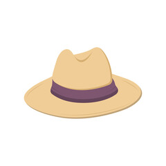 Cowboy Hat Flat Illustration. Clean Icon Design Element on Isolated White Background