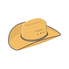 Cowboy Hat Flat Illustration. Clean Icon Design Element on Isolated White Background