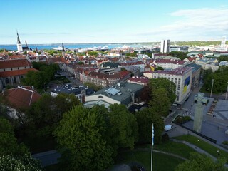 Aerial view of Tallinn cityscape in Estonia